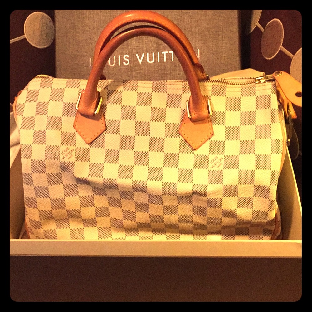 Authentic Louis Vuitton Speedy 30 Damier Azur